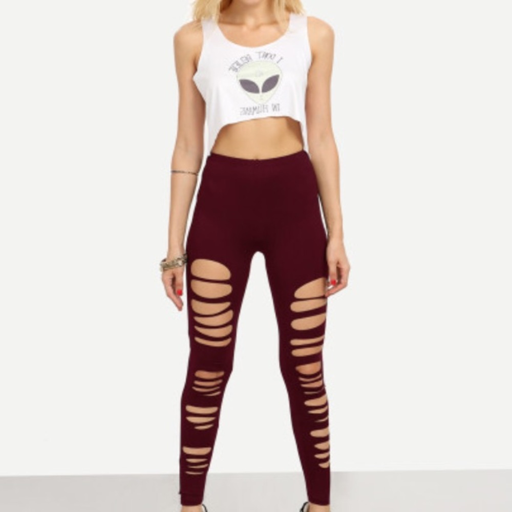 Cut Out Elastic Waist Leggings